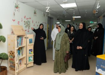 Her Excellency Sheikha Lubna bint Khalid Al Qasimi during a joint visit to Emirates Humanitarian City in Abu Dhabi.