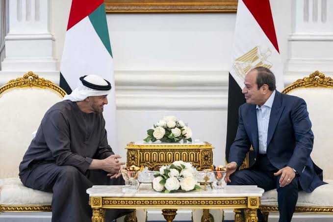 UAE President Sheikh Mohamed bin Zayed Al Nahyan and Egyptian President Abdel Fattah El-Sisi holding talks in Egypt.