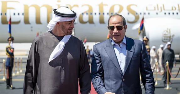 UAE President Sheikh Mohamed bin Zayed Al Nahyan and Egyptian President Abdel Fattah El-Sisi holding talks in Egypt.