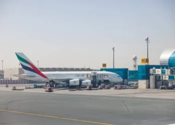Aircraft grounded at Dubai International Airport tarmac during regional security travel alert