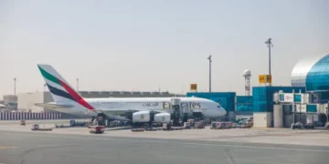 Aircraft grounded at Dubai International Airport tarmac during regional security travel alert