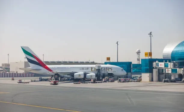 Aircraft grounded at Dubai International Airport tarmac during regional security travel alert
