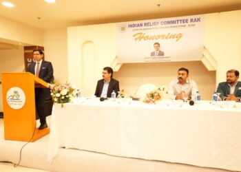 Consul General Dr. E. Vishnu Vardhan Reddy met Indian expatriate and business leaders at an Indian Relief Committee reception in Ras Al Khaimah.