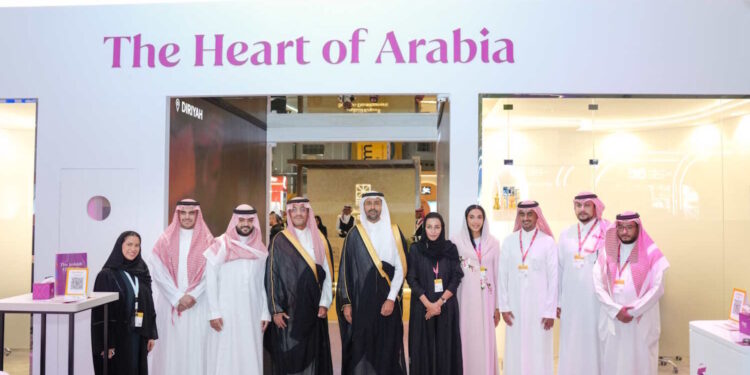 Saudi Tourism Authority officials and international travel executives at the opening of WTM Spotlight Riyadh